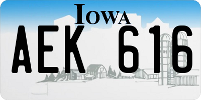 IA license plate AEK616