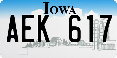 IA license plate AEK617