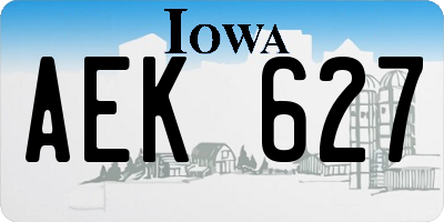 IA license plate AEK627