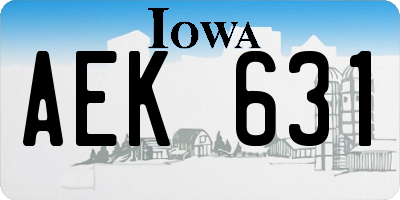 IA license plate AEK631