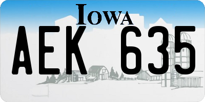 IA license plate AEK635