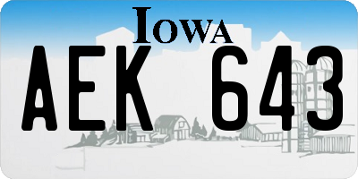 IA license plate AEK643