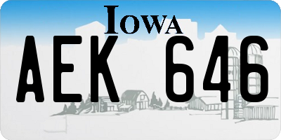 IA license plate AEK646