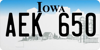 IA license plate AEK650