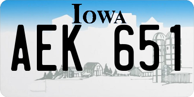 IA license plate AEK651
