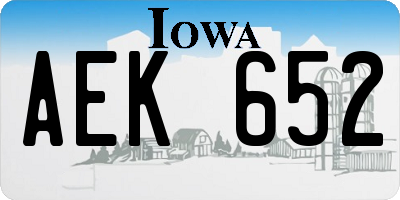 IA license plate AEK652