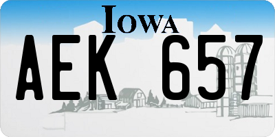 IA license plate AEK657