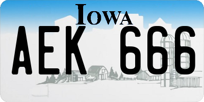 IA license plate AEK666