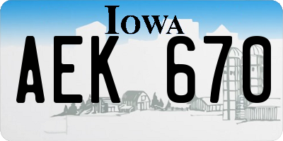 IA license plate AEK670