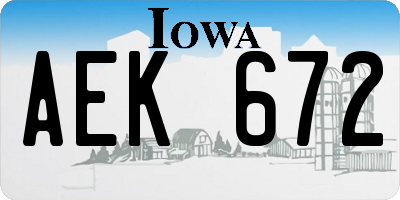 IA license plate AEK672