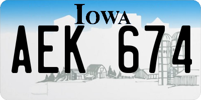 IA license plate AEK674