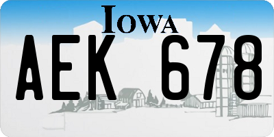 IA license plate AEK678