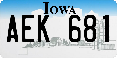 IA license plate AEK681