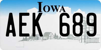 IA license plate AEK689