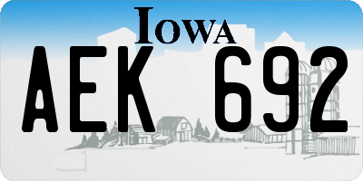 IA license plate AEK692