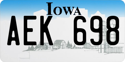 IA license plate AEK698