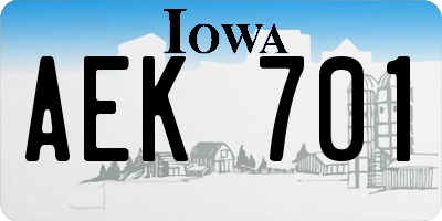 IA license plate AEK701