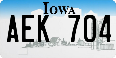 IA license plate AEK704