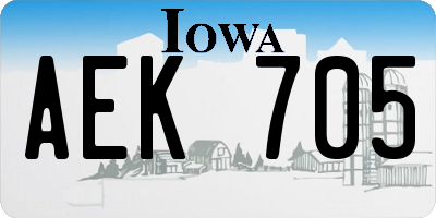IA license plate AEK705