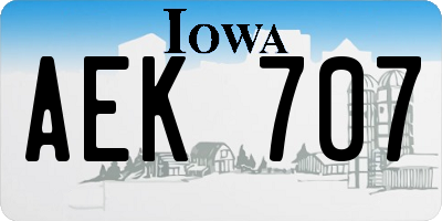 IA license plate AEK707