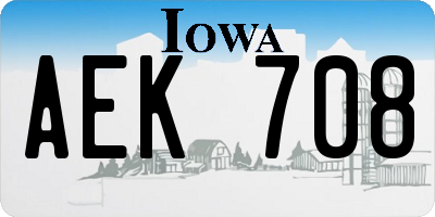 IA license plate AEK708