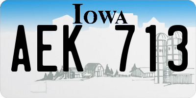 IA license plate AEK713