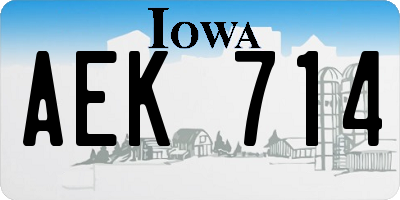 IA license plate AEK714