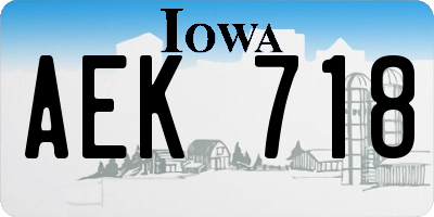 IA license plate AEK718