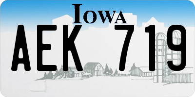 IA license plate AEK719