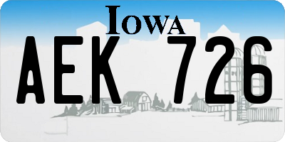 IA license plate AEK726