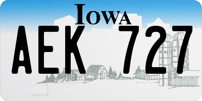 IA license plate AEK727