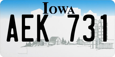 IA license plate AEK731