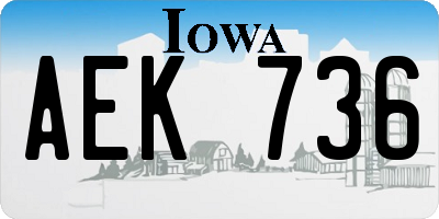 IA license plate AEK736