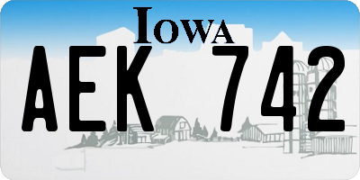 IA license plate AEK742