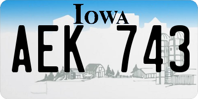 IA license plate AEK743