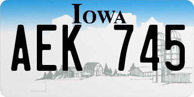 IA license plate AEK745