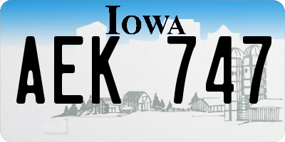 IA license plate AEK747