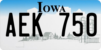 IA license plate AEK750