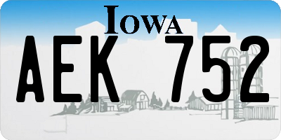 IA license plate AEK752