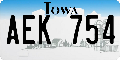 IA license plate AEK754