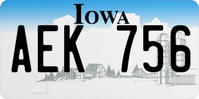 IA license plate AEK756