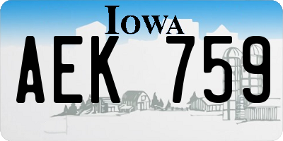 IA license plate AEK759