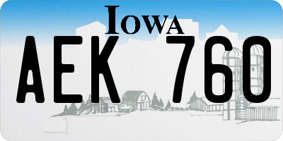 IA license plate AEK760