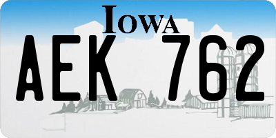IA license plate AEK762