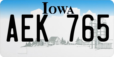 IA license plate AEK765
