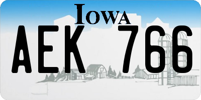 IA license plate AEK766