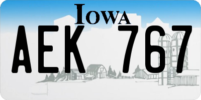 IA license plate AEK767