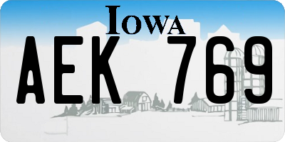 IA license plate AEK769