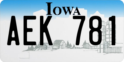 IA license plate AEK781