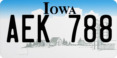 IA license plate AEK788